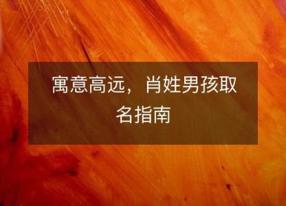 <font color='red'>寓意</font>高远，肖姓男孩取名指南
