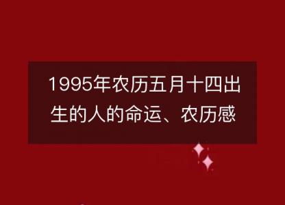 1995年农历五月十四出生<font color='red'>的人</font>的命运、农历感情婚姻、性格、事业财运