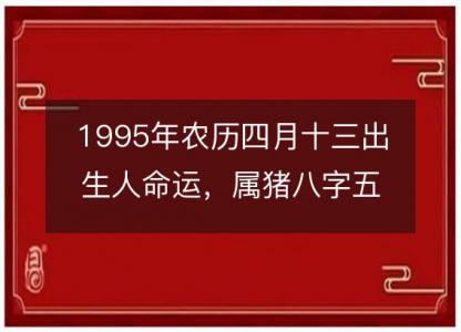 1995年农历四月十三出<font color='red'>生人</font>命运，属猪八字五行缺什么 性格感情详解