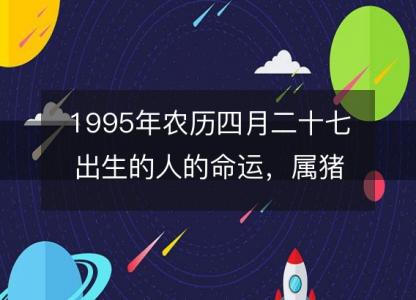 1995年农历四月<font color='red'>二十七</font>出生的人的命运，属猪性格特点 八字五行