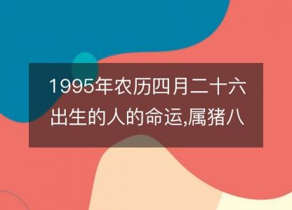1995年农历四月二十六出生<font color='red'>的人</font>的命运,属猪八字五行 性格特点