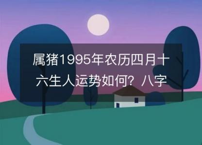 属猪1995年农历四月十六<font color='red'>生人</font>运势如何？八字命运五行缺吗！性格详解
