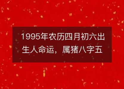1995年农历四月初六出<font color='red'>生人</font>命运，属猪八字五行缺什么 性格感情详解
