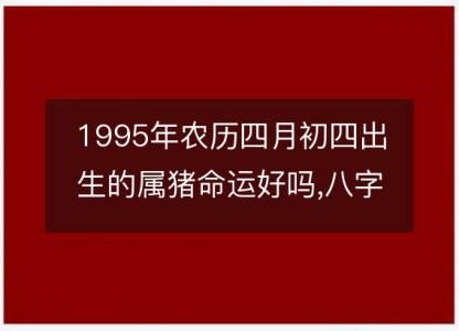 1995年农历四月初四出生的属猪命运好吗,八字五行<font color='red'>缺什么</font> 性格特点