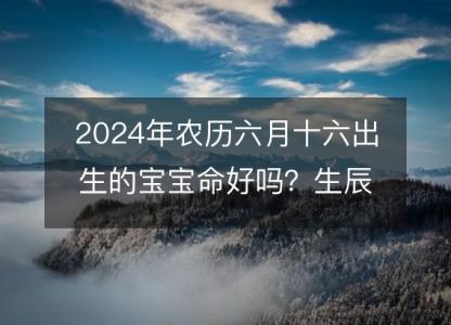 2024年农历六月十六出生的宝宝命好吗？生辰八字五行<font color='red'>缺什么</font>