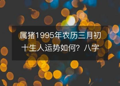 属猪1995年农历三月初十<font color='red'>生人</font>运势如何？八字命运五行缺吗！性格详解