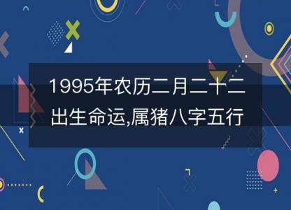 1995年农历二月二十二出生命运,属猪八字五行 婚姻感情<font color='red'>解析</font>