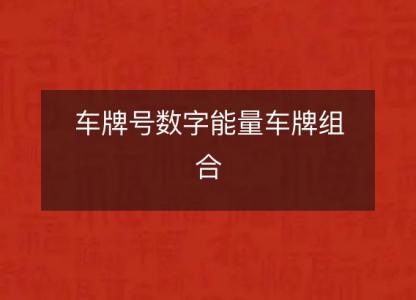 车牌号数字能量车牌<font color='red'>组合</font>